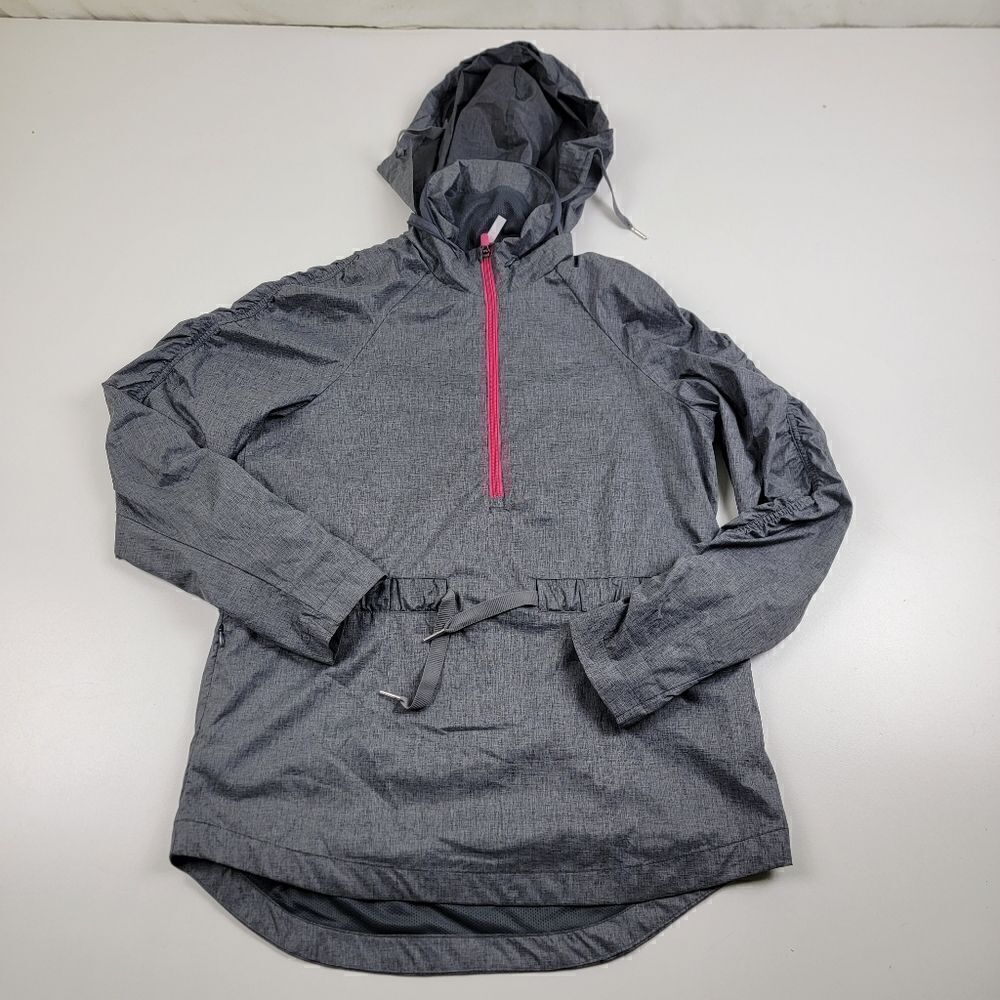 Fabletics Gray Rain Jacket Sizesmall Hidden Hood - image 1